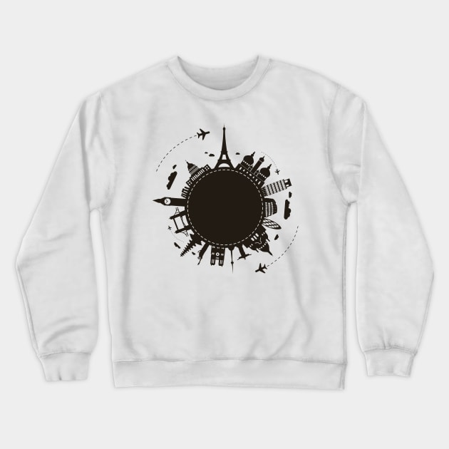 Travel Around The World Crewneck Sweatshirt by Mako Design 